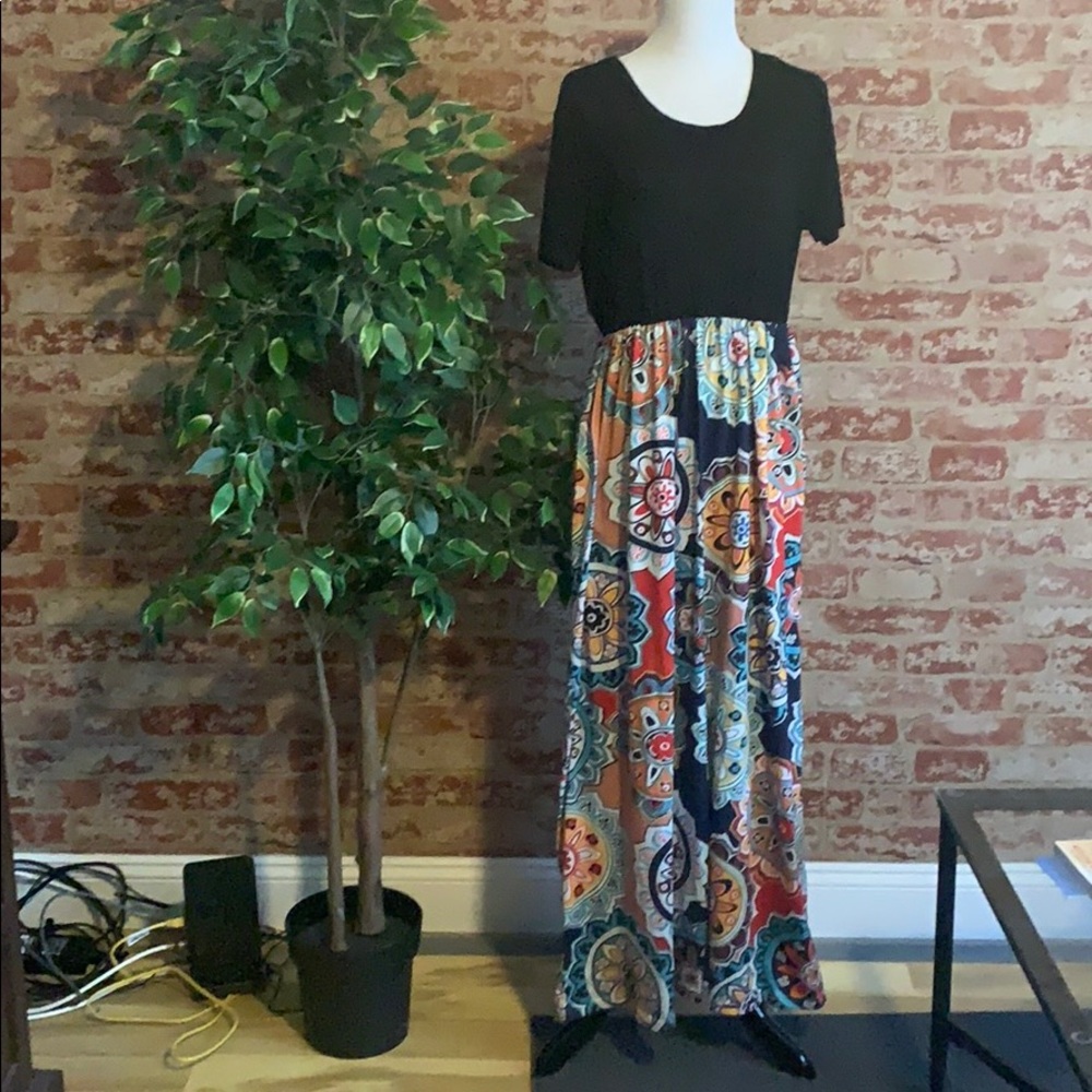 Black and Floral Maxi Dress